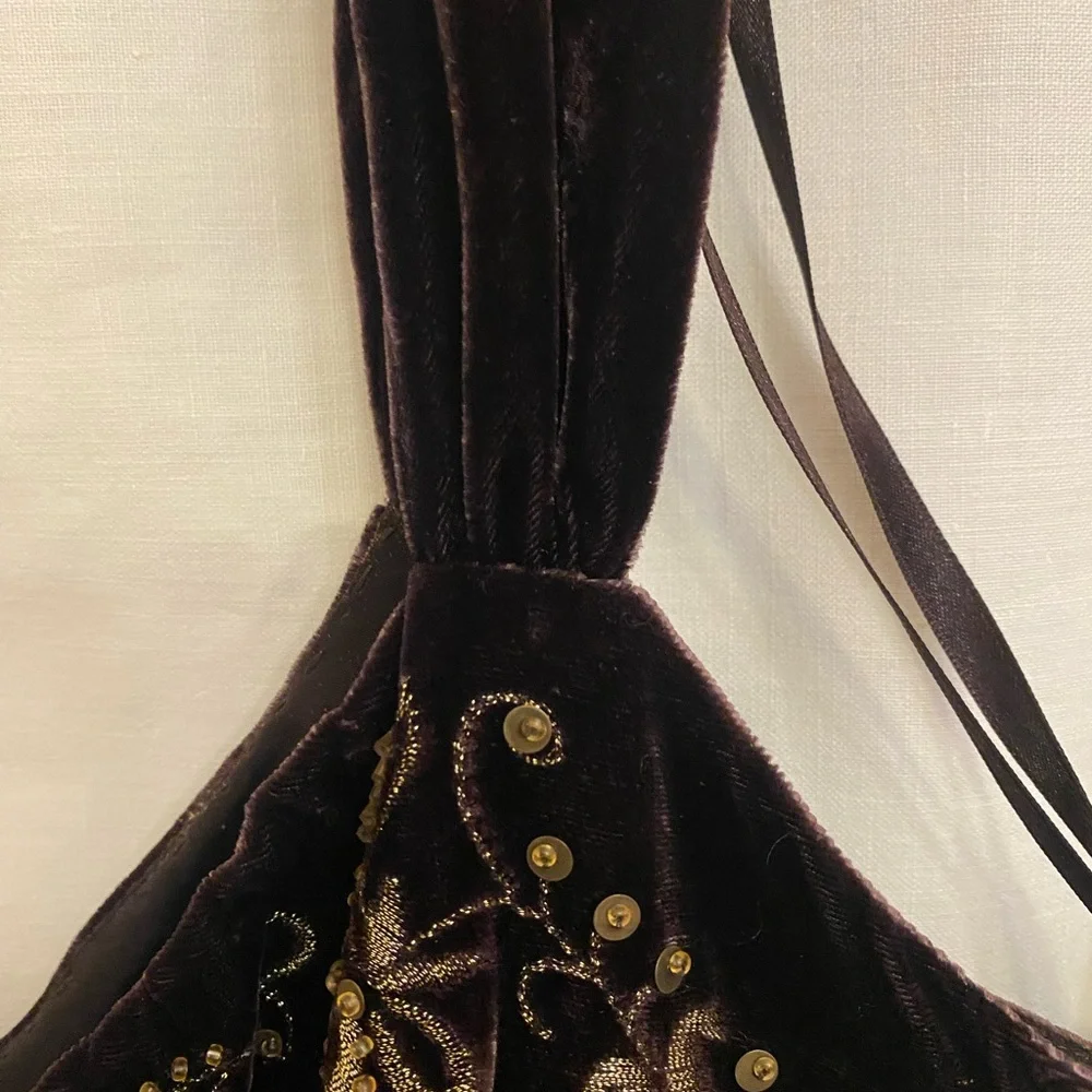 Brown Velvet Embroidered Top - Picture 4 of 8